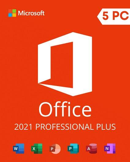 Clé d’activation en ligne Microsoft Office 2021 Professional Plus 5 PC GLOBAL